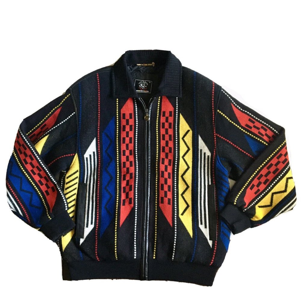 Lupo Di Mare‎ Sina Cova Rare Wool And Lamb Skin Knitted Bomber Jacket Size 48
